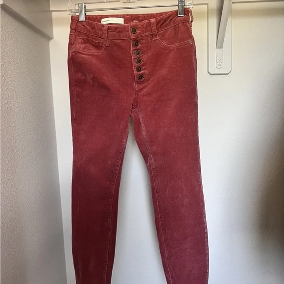 Anthropologie Pilcro Sz 27/4 High Skinny Pant Pink Corduroy Stretch Button Fly - Picture 4 of 5